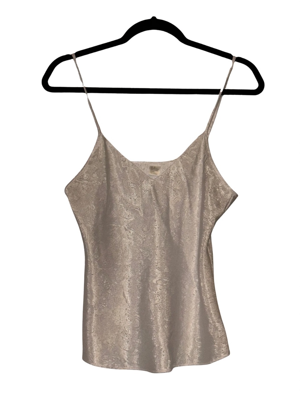Silky Paisley-Print White Cami Tank Top